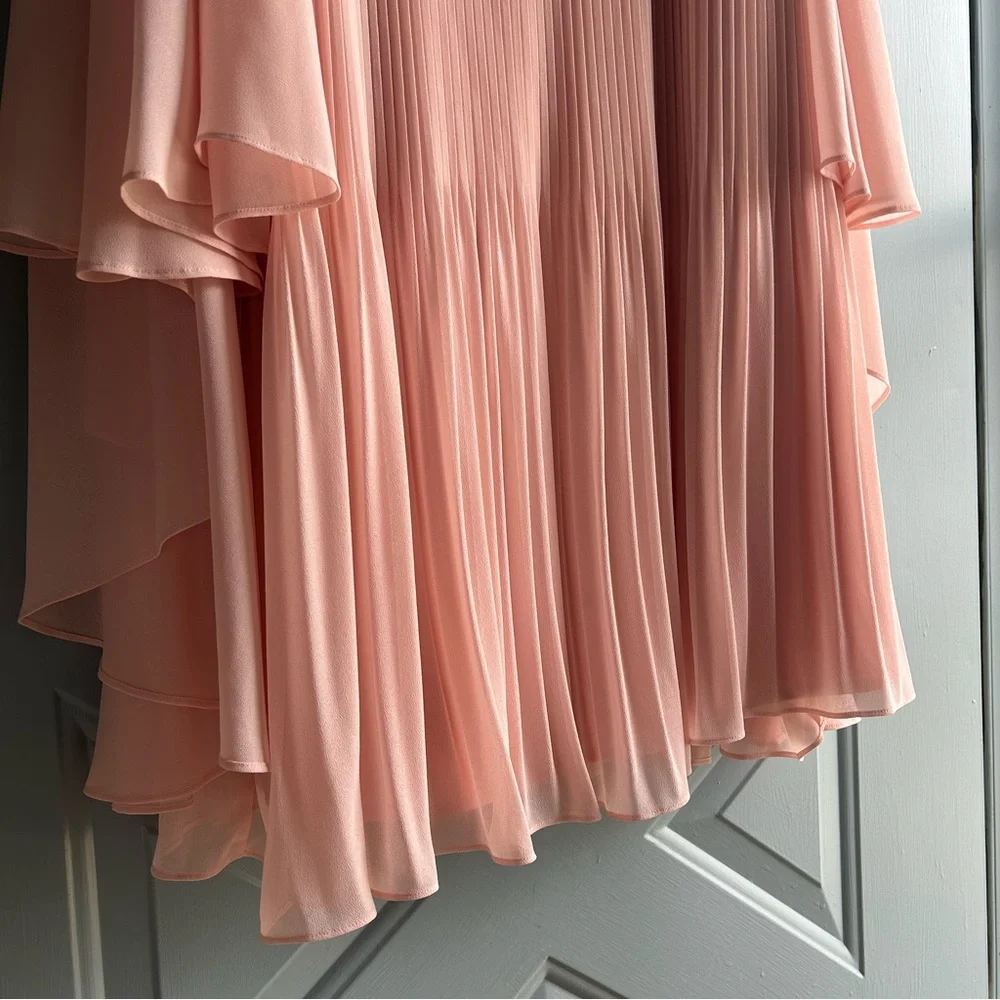 Alex Marie Jordan Sleeveless Cape Pleated Drape Sleeve Dress Pink Lined 1X 18W